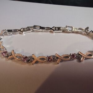 Breast Cancer Awareness Avon Brand Bracelet With Added Link For Larger Wrists